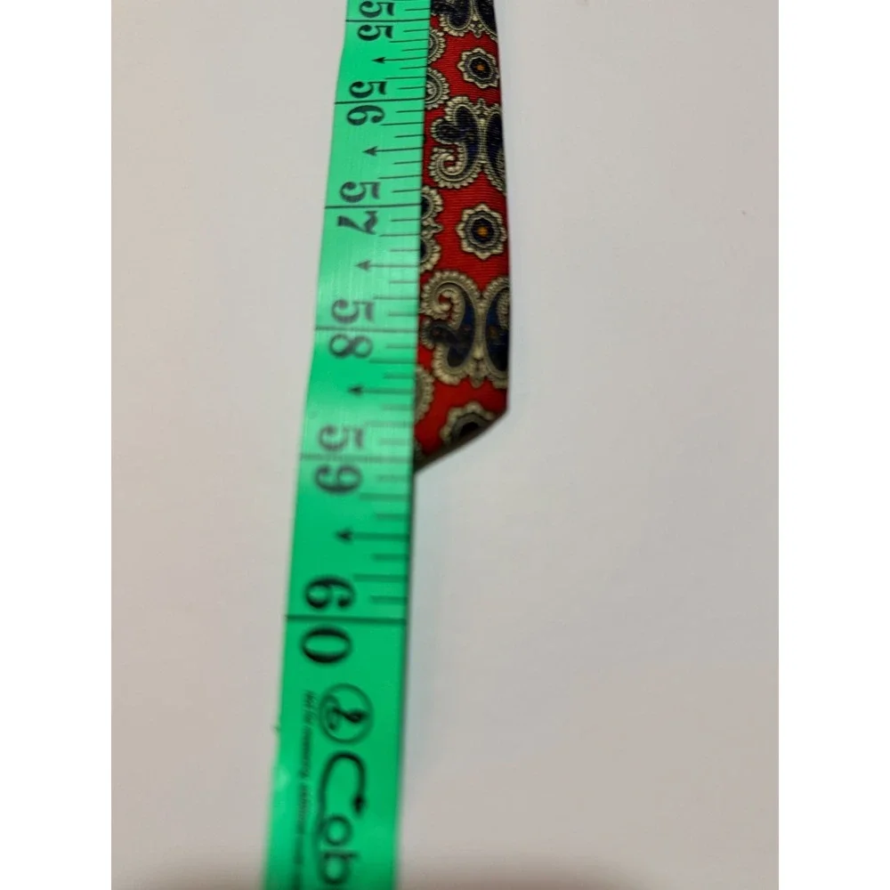 Liberty of London Necktie Red Paisley Silk Medallion Classic Made in USA Tie